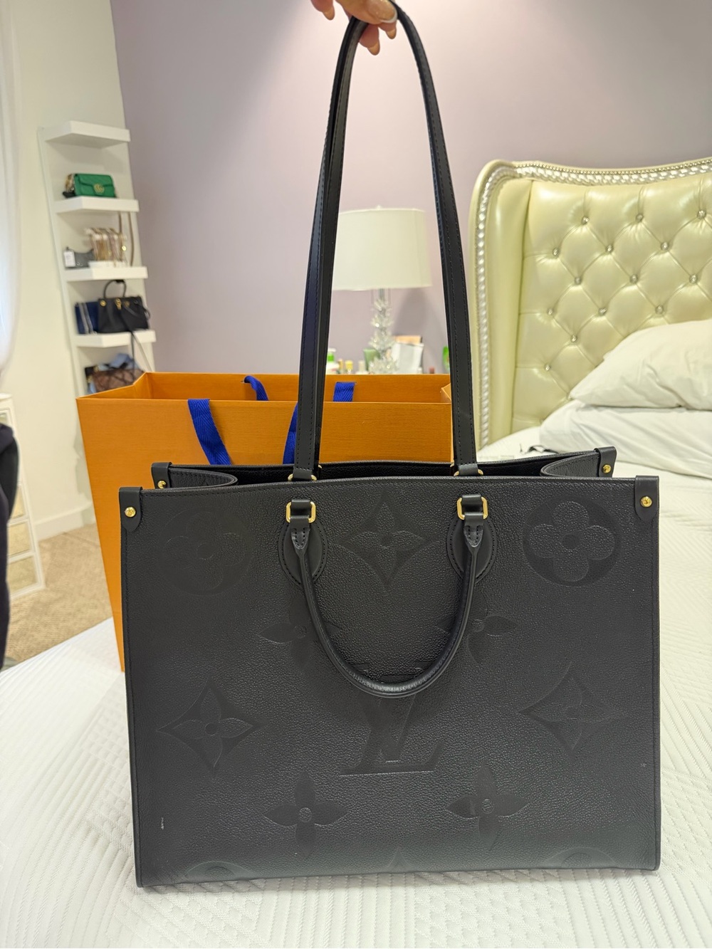 Louis Vuitton Black Monogram Embossed Leather Tote